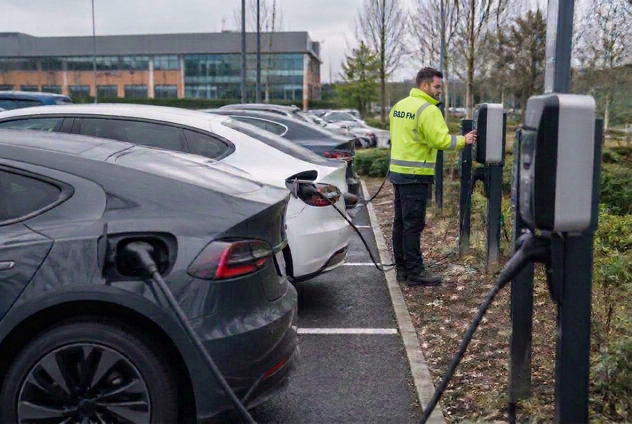 Workplace charging bays in daily use
