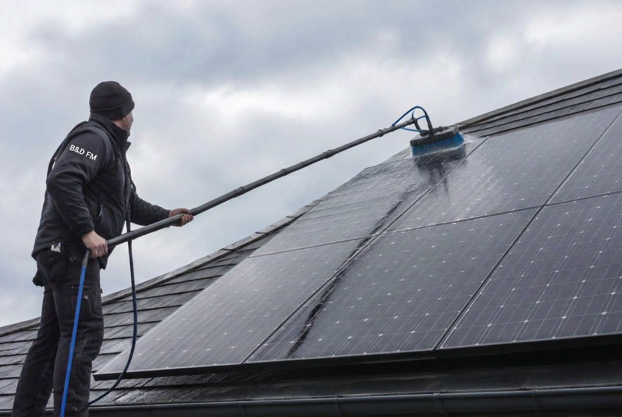 Pure water cleaning on a domestic roof